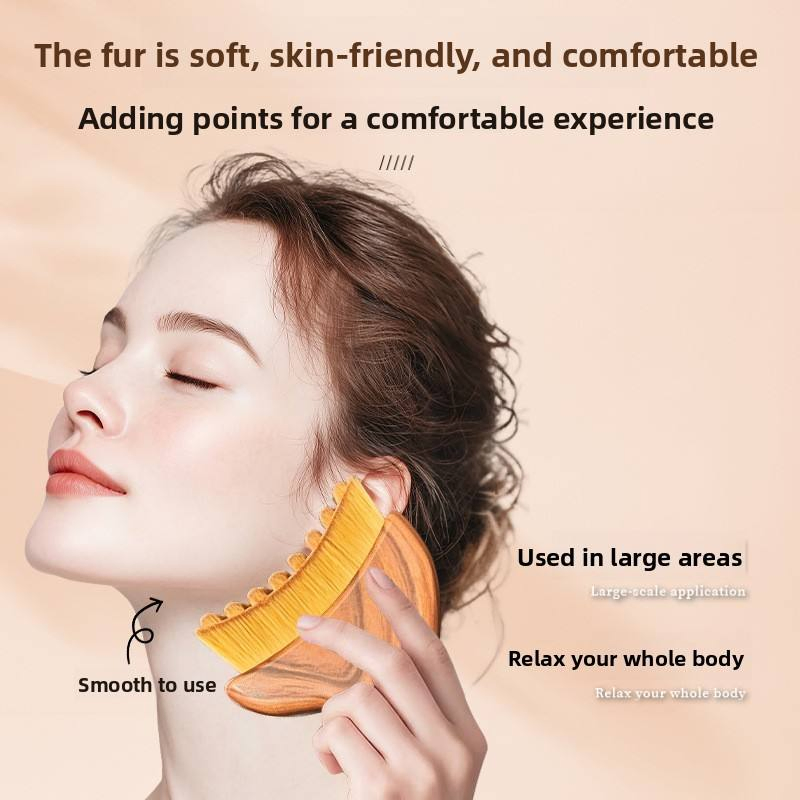 Escova de Massagem para o Rosto e Pescoço com Contorno Linfático, Esfoliador Corporal com Cerdas Nano, Escova Linfática