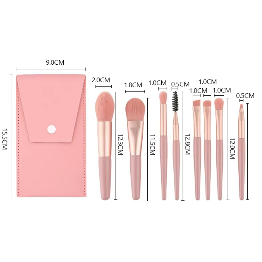 8-Piece Conjunto de Pincéis de Maquiagem Profissional Rosa para Maquiagem Diária com Pincéis de Cerdas Macias