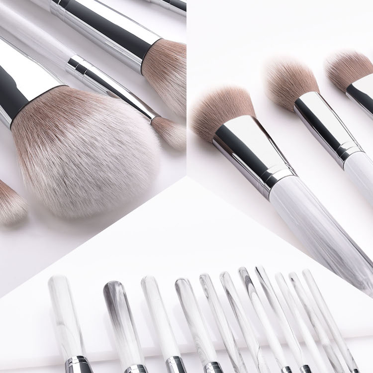Pincéis de Maquiagem de Mármore Pincel para Pó Pincéis para Sombra de Olho Pincel Vegano para Blush Pincel para Corretivo Pincel para Delineador Pincel para Lábios Pincel Plano para Base Pincel para o Rosto