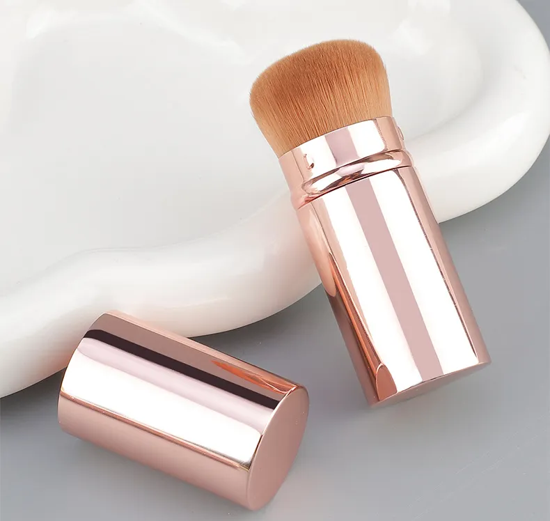 Custom Logo Retractable Makeup Brush Large Powder Blush Kabuki Brush