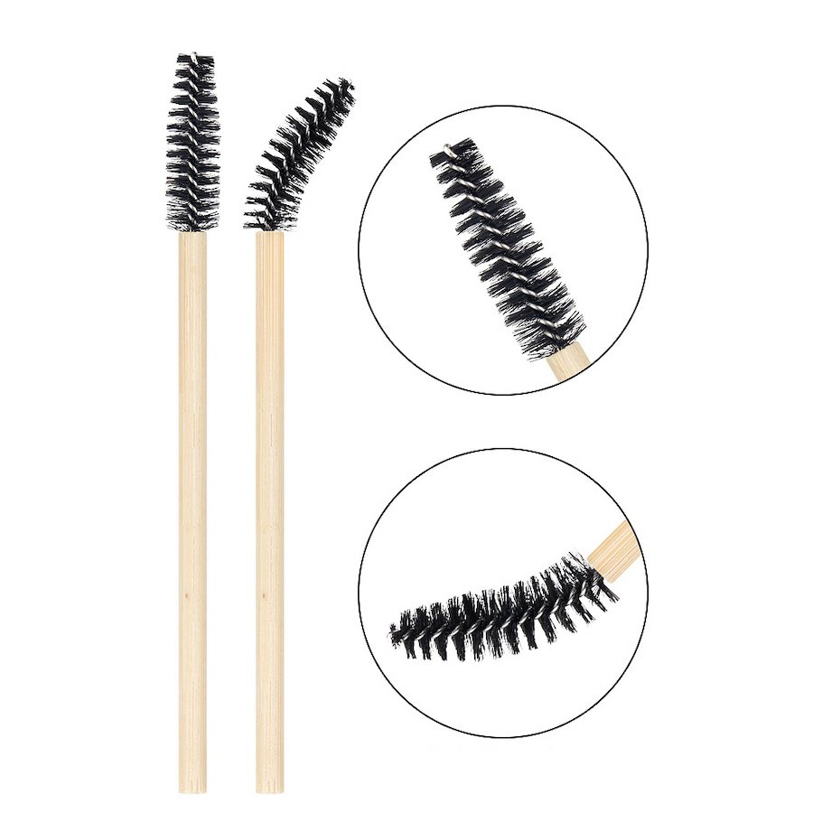 Pincel de Lábios, Sobrancelhas e Sombras de Olhos Descartável, Ecológico e Reciclável, para Maquiagem Facial, em Bambu