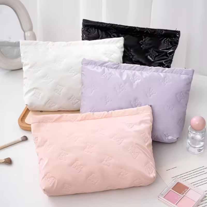 Bolsa de Maquiagem com Alça em Poliéster com Zíper de Grande Capacidade para Viagem e Pincéis
