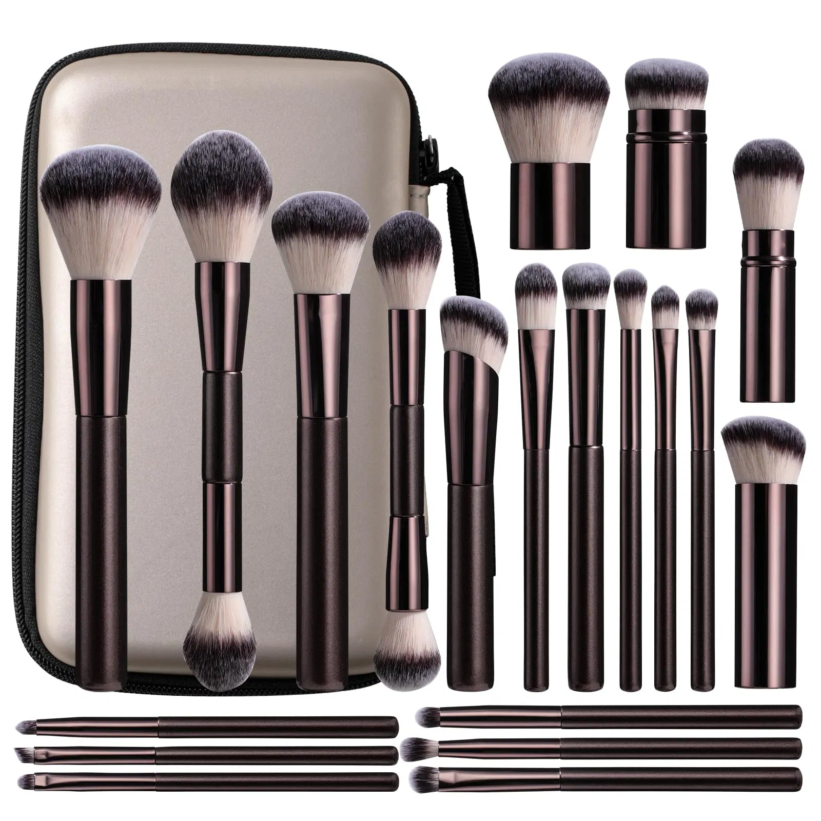 20 Conjunto de Pincéis de Maquiagem Profissional PCS com Estojo de Viagem