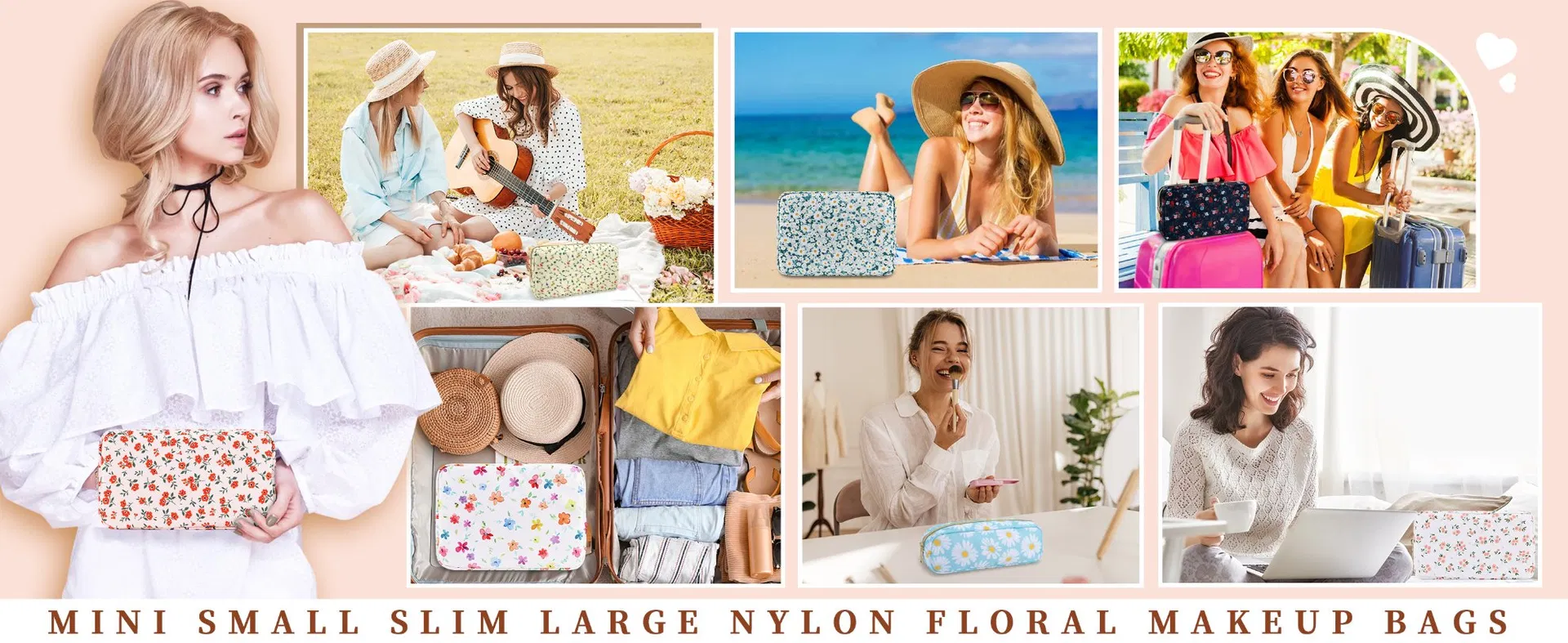 Bolsa de Maquiagem Floral