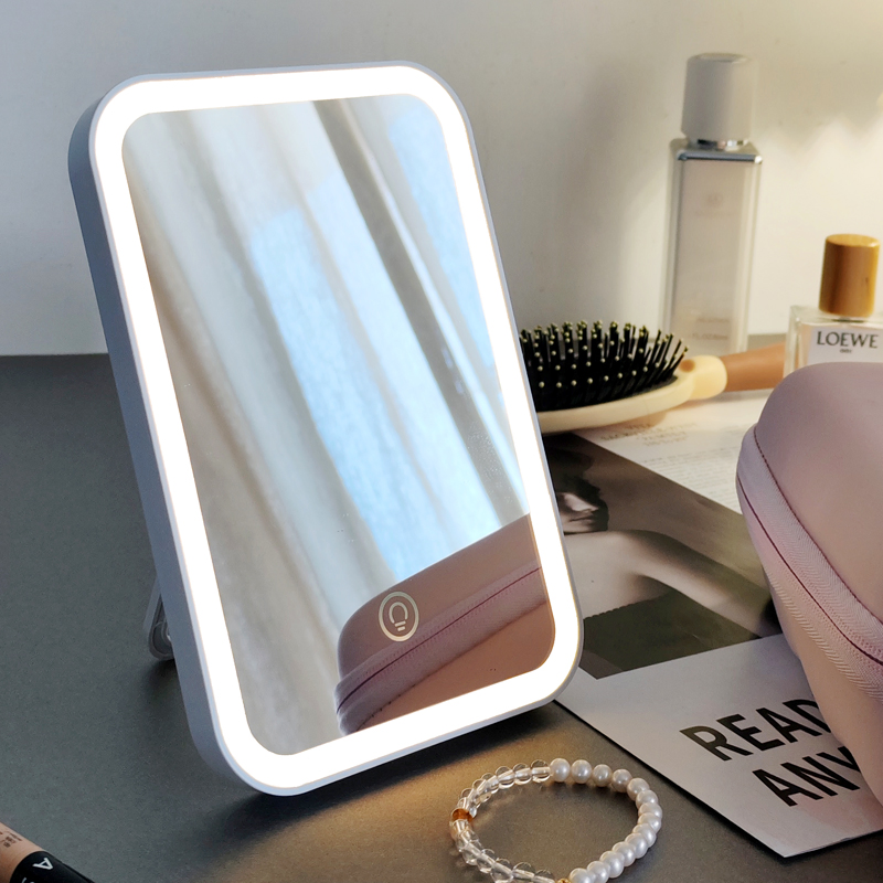 Estojo de Maquiagem Portátil com Espelho LED de Grande Capacidade
