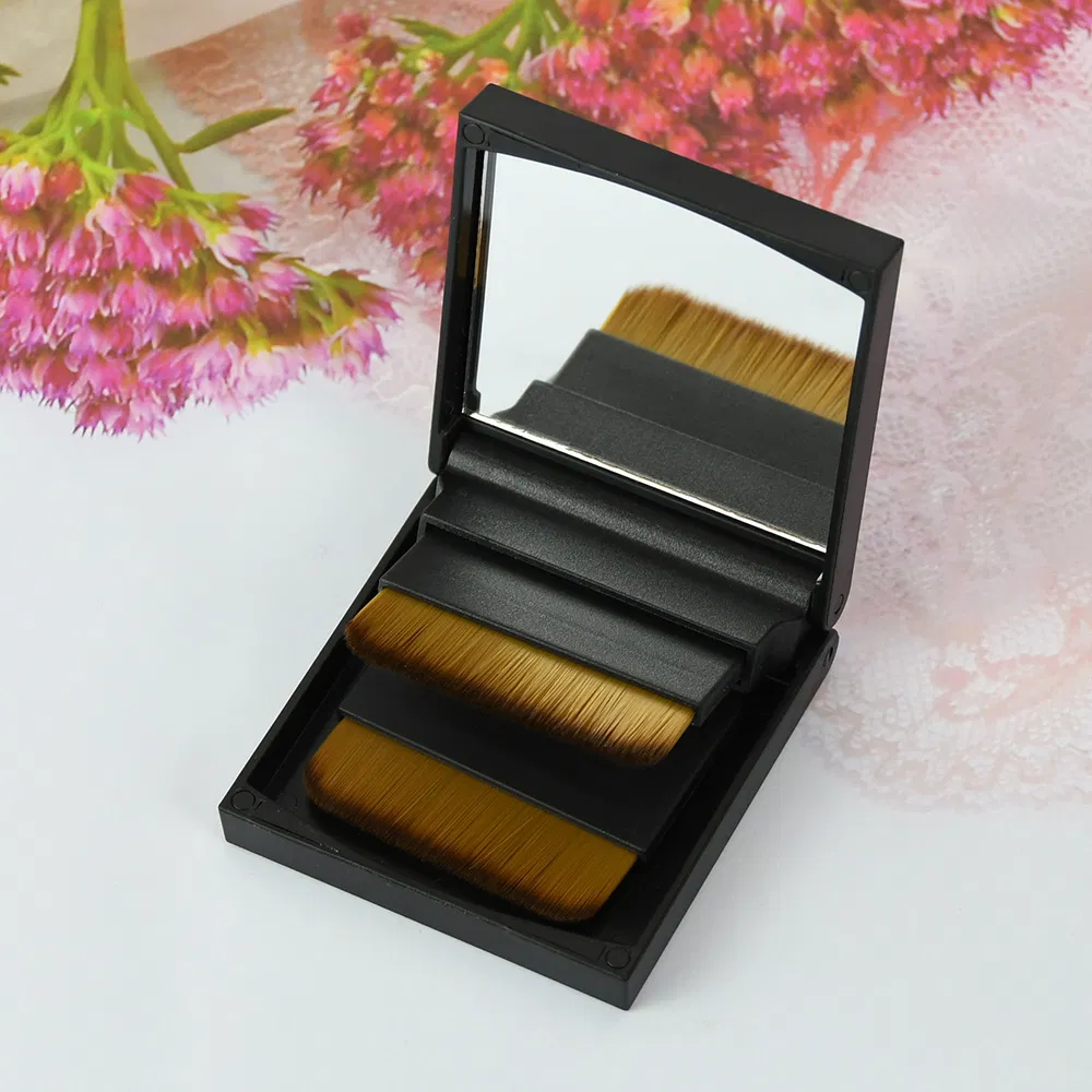 Conjunto de Ferramentas de Maquiagem Caixa de Cosméticos Pincel de Base Portátil para Viagem Pincéis de Pó e Corretivo com Espelho
