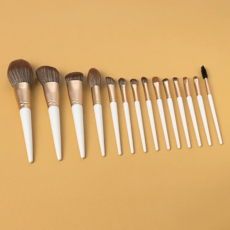 Conjunto de Pincéis de Maquiagem para Sobrancelhas e Delineador em Pó Branco da Fundação PRO, Conjunto de Pincéis de Cabelo Sintético de Alta Qualidade
