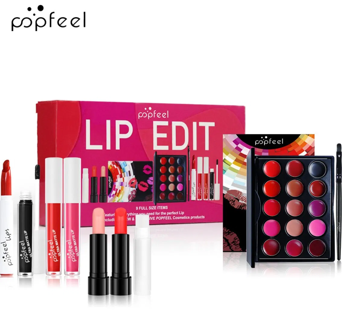 Kit de Maquiagem por Atacado Online para Meninas, Paleta de Sombras e Sobrancelhas com Pigmento Nude, Conjunto de Maquiagem com Pincéis, Máscara, Lápis de Sobrancelha e Delineador