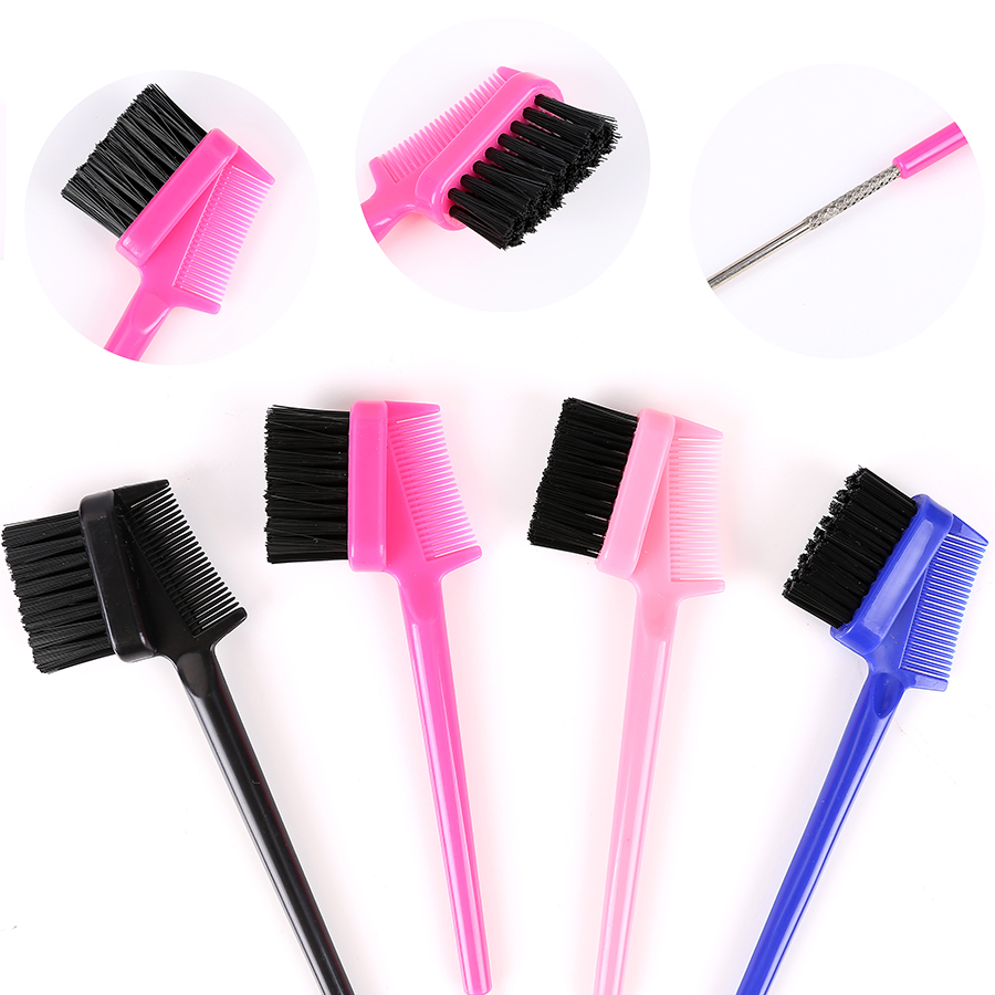 Pente de Controle de Cabelo de Duplo Lado, Escova de Maquiagem com Três Cabeças, Pente de Sobrancelha para Uso Doméstico, Ferramentas de Maquiagem