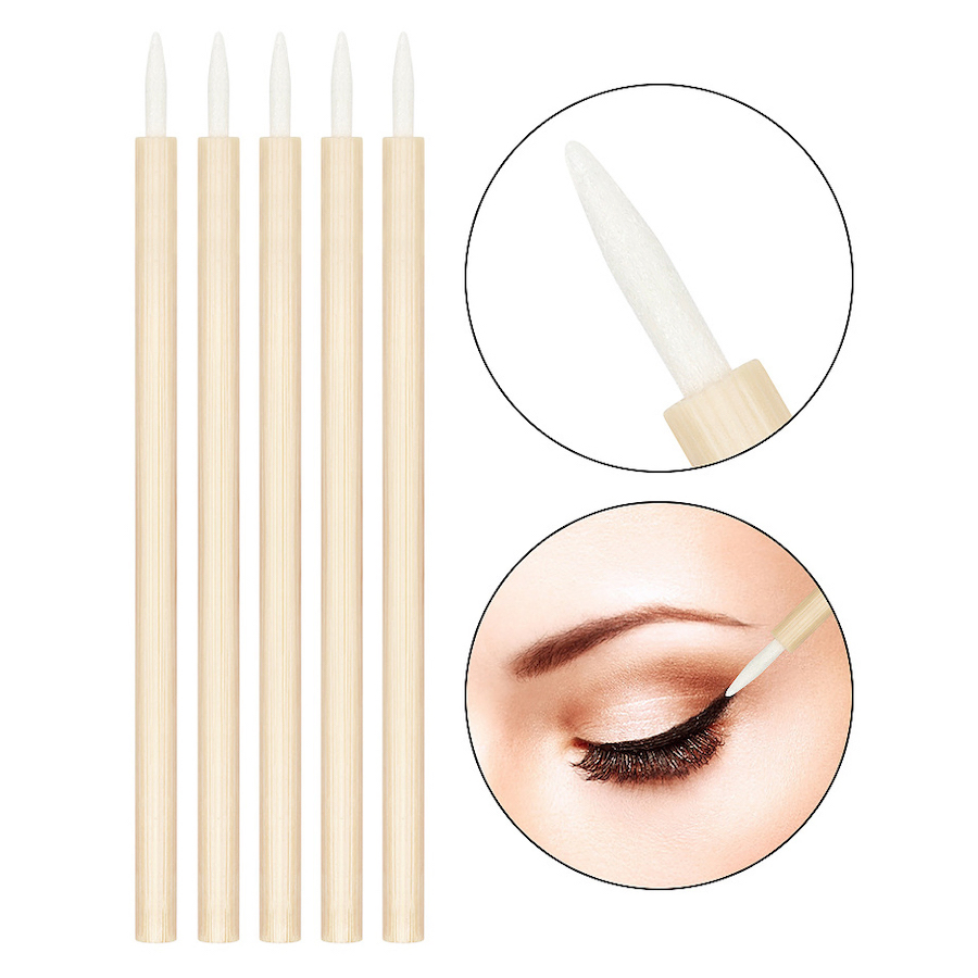 Pincel de Lábios, Sobrancelhas e Sombras de Olhos Descartável, Ecológico e Reciclável, para Maquiagem Facial, em Bambu