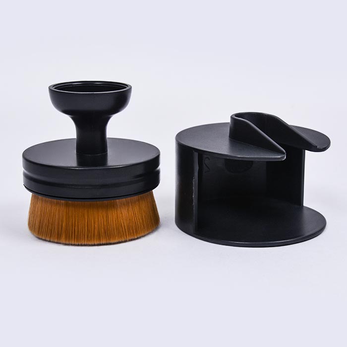 Dongmei Unique New Stamp Makeup Brush Professional Large Kabuki Brushes Black Big Flat Top Round Foundation Brush with Stand