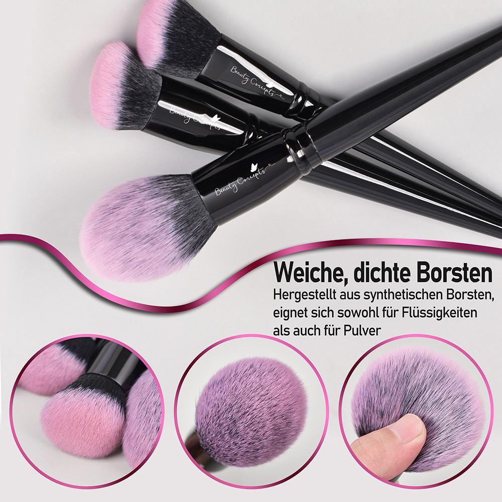 Daily Queen Customize Logo 19pcs Pink Hair Series Black High Top Quality Fluffy Powder Foundation Eyeshadow Makeup Brush Set