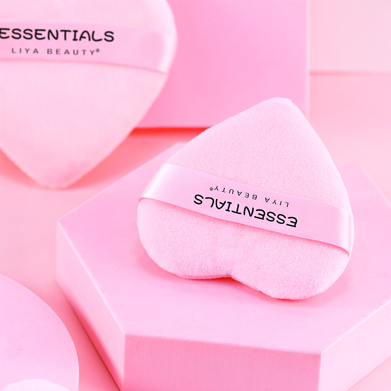 Baby pink love Cosmetic Puff for Loose Powder Puff Customized Heart Shaped Makeup Compact Setting Puffs