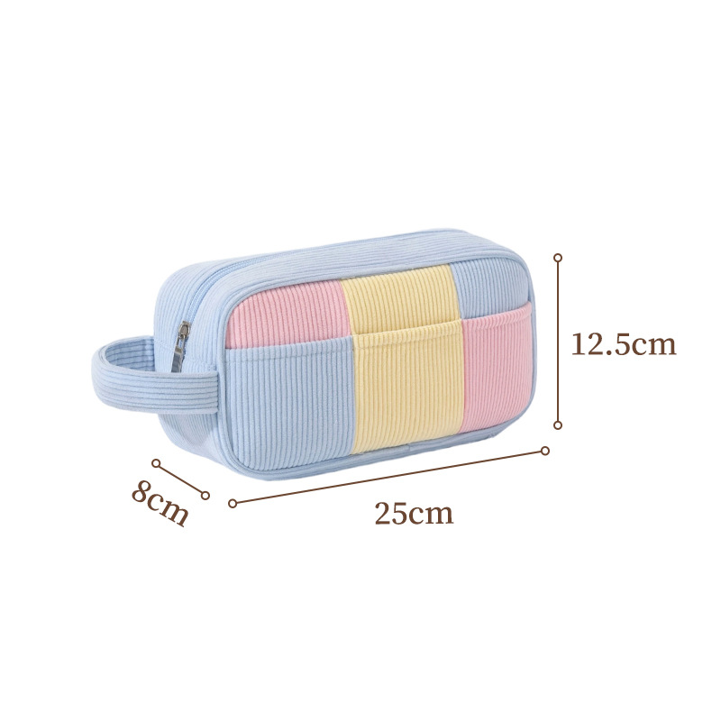 Puffy Corduroy Makeup Bag Plush Soft Cosmetic Storage Warm Travel Toiletry Bag Large Capacity Portable Organizer for Women
