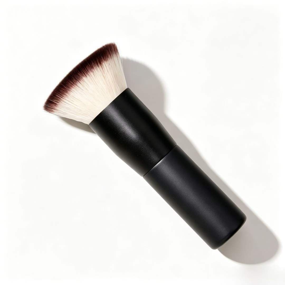 Flat Head Powder Brush Deep Blue Recommended Ultra Soft Fiber Bristles Beginner Makeup Base Facial Portable Setting Brush