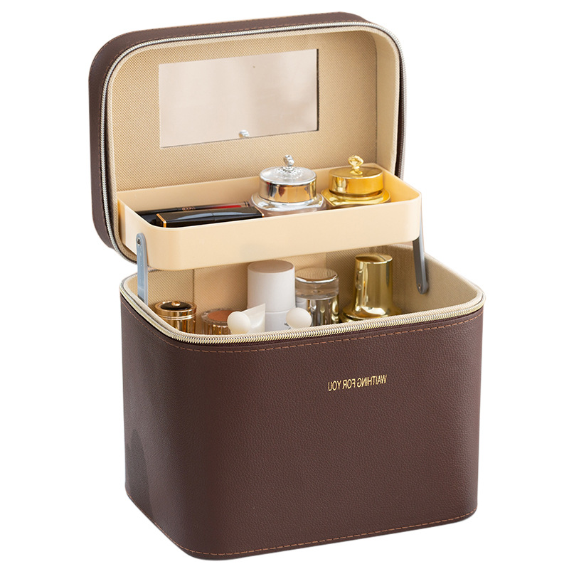 GREENSIDE High-End Ins Cosmetic Storage Box Women's Portable Large Capacity Leather Makeup Organizer Super Popular