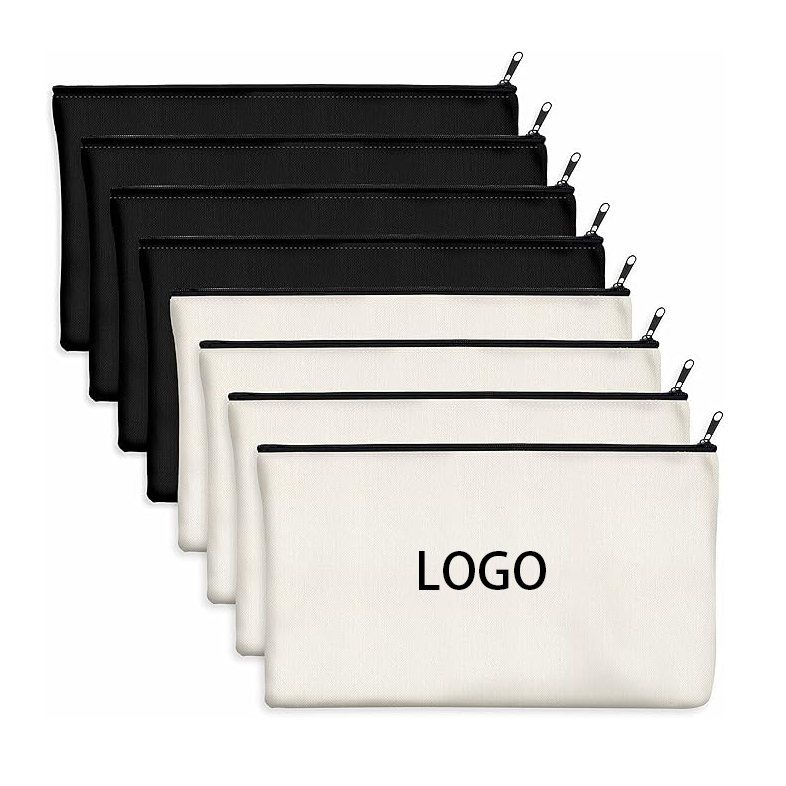 Fashion Letter Eco-Friendly Pencil Case Cosmetic Bag Zipper Closure Cotton Canvas Material For Makeup Travel Stationery Storage