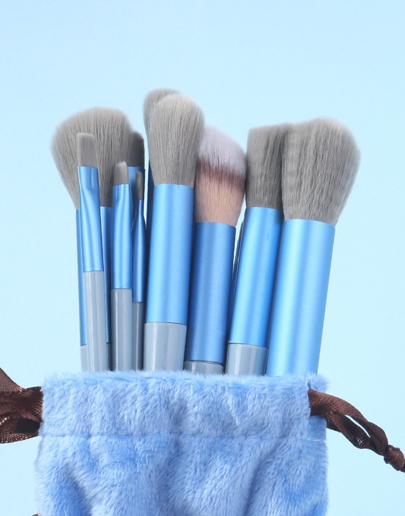 13pcs Super Soft Blush Eyeshadow Cosmetic Brush Foundation Women Flat Shape Soft Makeup Tools Bag Powder Eye Makeup Brushes Set