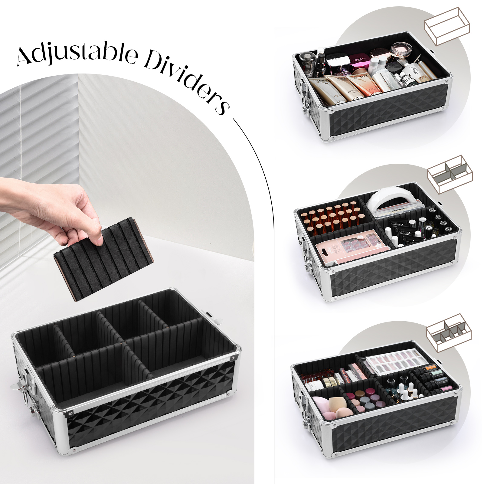 3-in-1 Large Capacity Rolling Makeup Case With Wheels Hairdresser Trolley Salon Barber Traveling Cart Trunk For Nail Cases