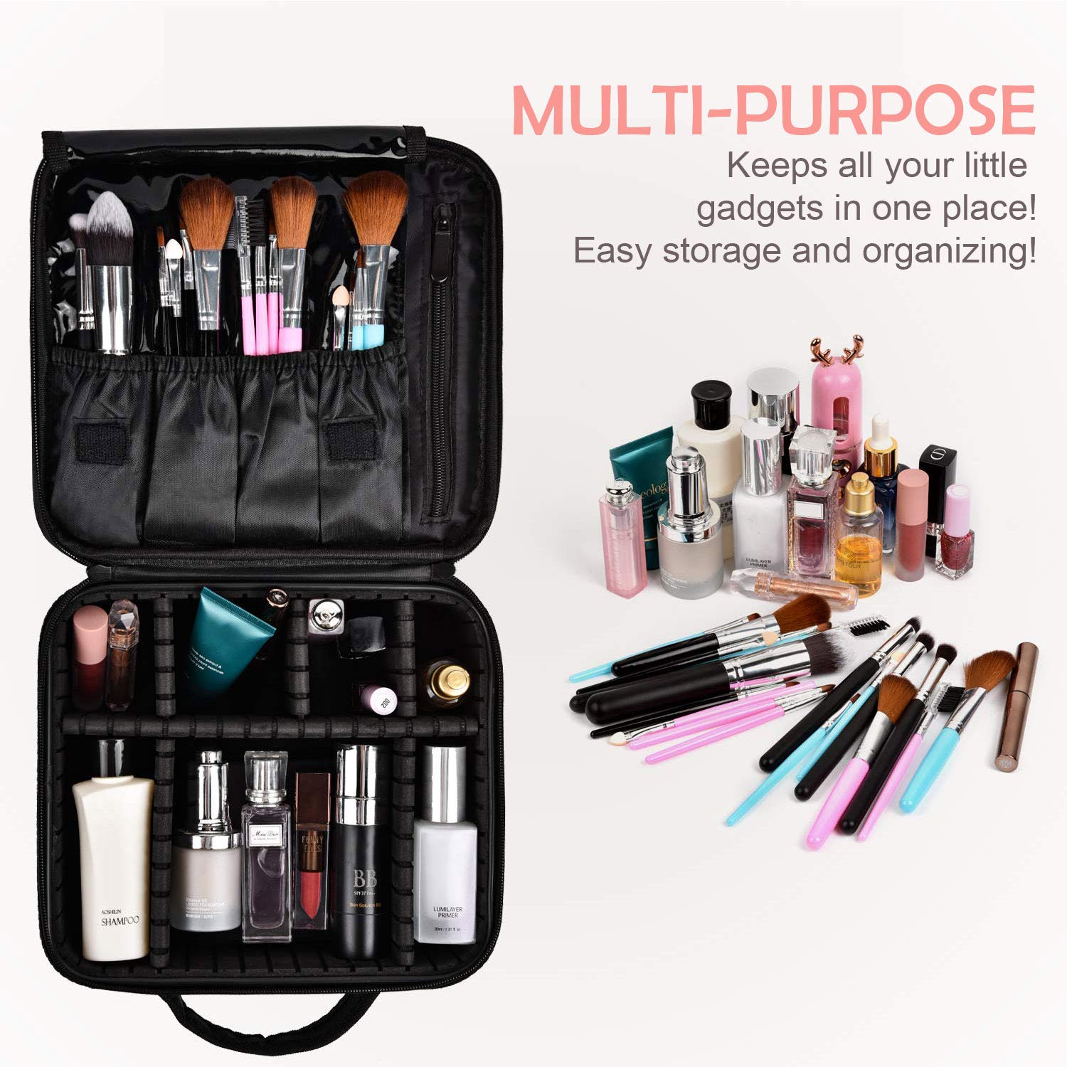 Wholesale Portable Travel Cosmetic Organizer Case Makeup Cosmetic Case Large Capacity Cosmetic Bag