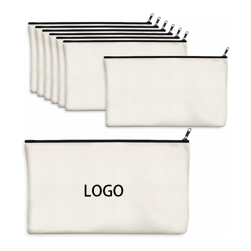 Fashion Letter Eco-Friendly Pencil Case Cosmetic Bag Zipper Closure Cotton Canvas Material For Makeup Travel Stationery Storage