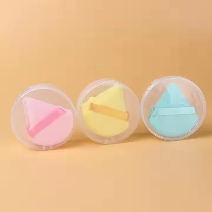 Lanson Top Seller Triangle Powder Puff Makeup Sponge Soft Velour Cosmetic Puff Black Velvet Loose Powder Puffs for Face