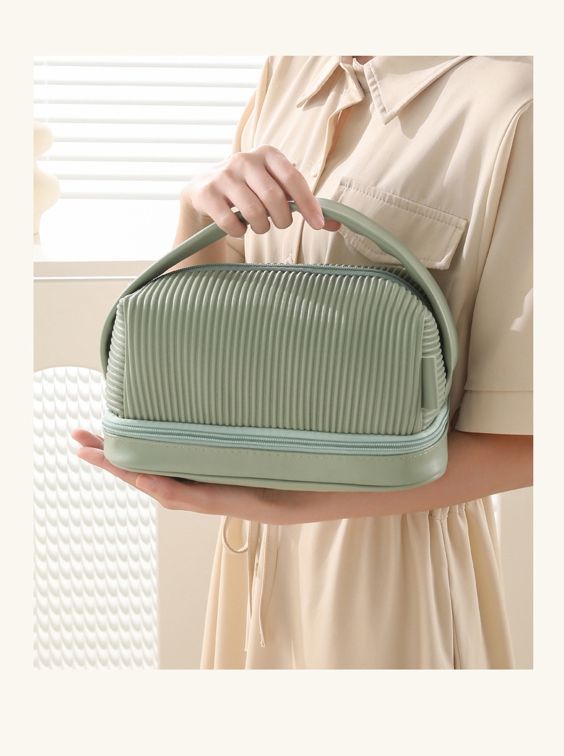 Pu Striped Leather Makeup bag display 6