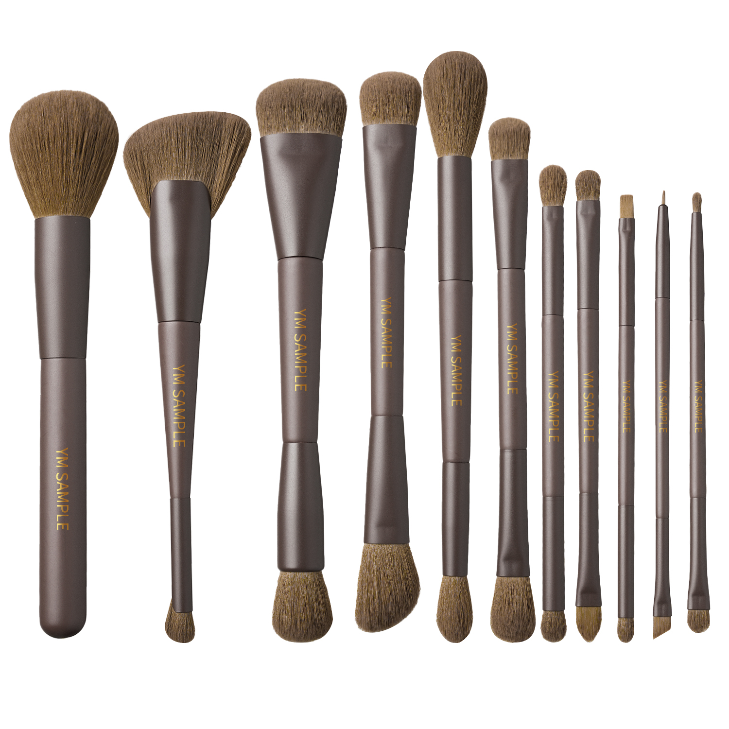 Vegan Luxury High-End Customizable Flat Fan Brush For Face Concealer Eyeliner &amp; Eyebrow Pencil Vintage Style Makeup Brush Set