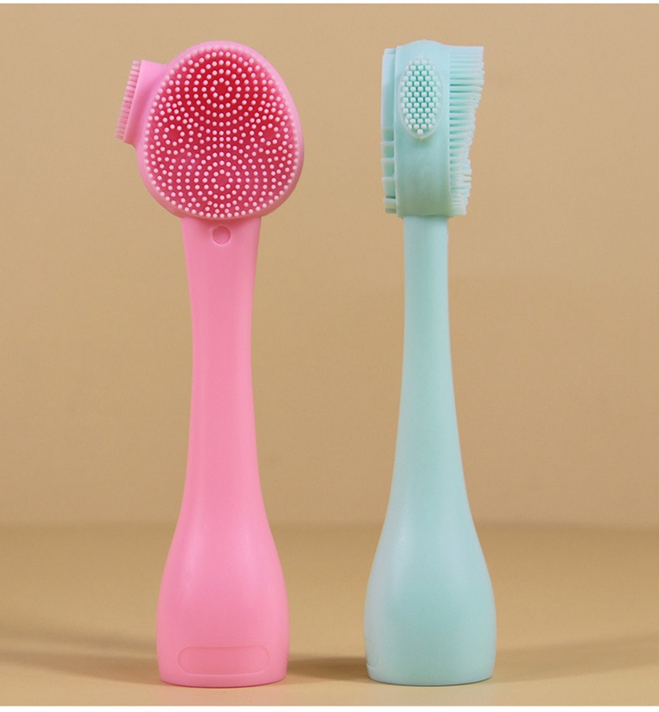 Hot Selling Double End Cleaning Brush Soft Silicone Brush Dual Cleansing Beauty Tool Custom Logo