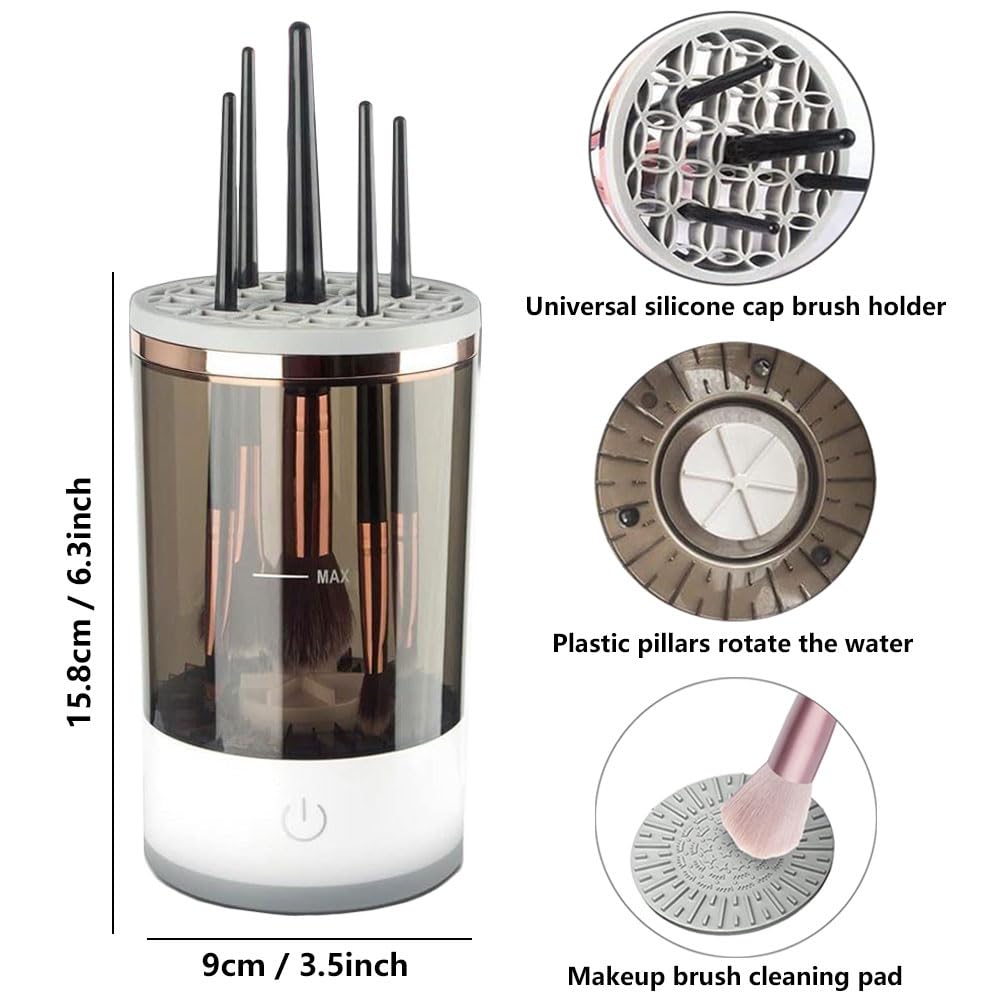 COSYDEER New Electric Makeup Brush Cleaner with Automatic Cleaning and Brush Clean Mat ABS+PC+TPE Material