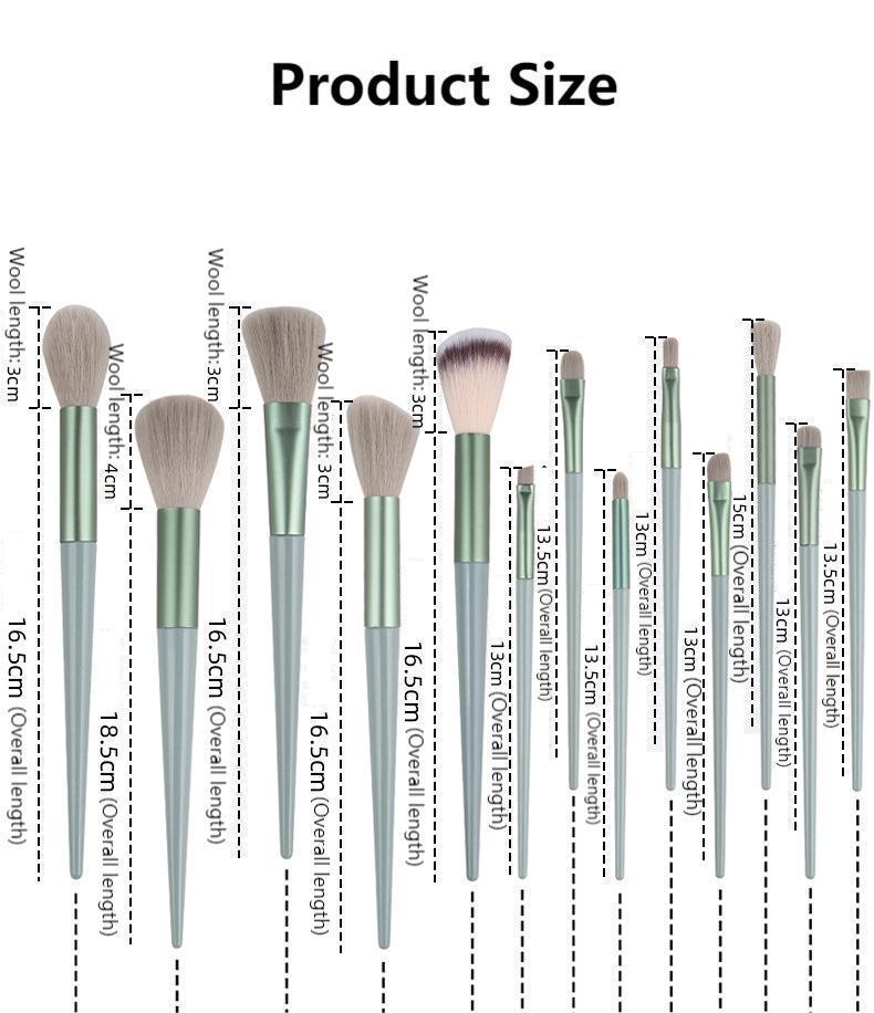 13pcs Super Soft Blush Eyeshadow Cosmetic Brush Foundation Women Flat Shape Soft Makeup Tools Bag Powder Eye Makeup Brushes Set