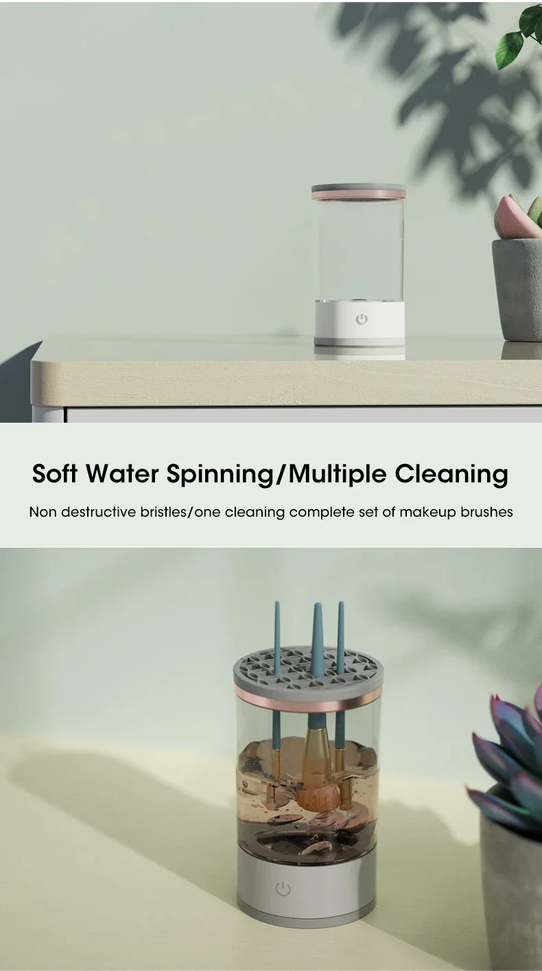 Electric Makeup Brush Cleaner Rechargeable Makeup Brushes Cleaning Tool Automatic Makeup Brush Cleaning Stand Device