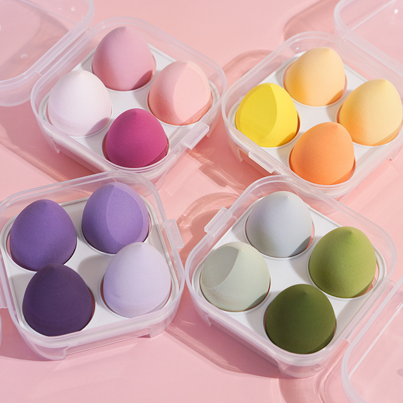 4pcs Makeup Sponge With Case Cosmetic Ball Soft Beauty Egg Foundation Blending Sponge Puff Set