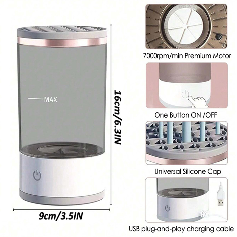 Rechargeable Portable Automatic Cosmetic Brushes Cleaner Spinner Washing Machine Dryer Electric Makeup Brush Cleaner Machine