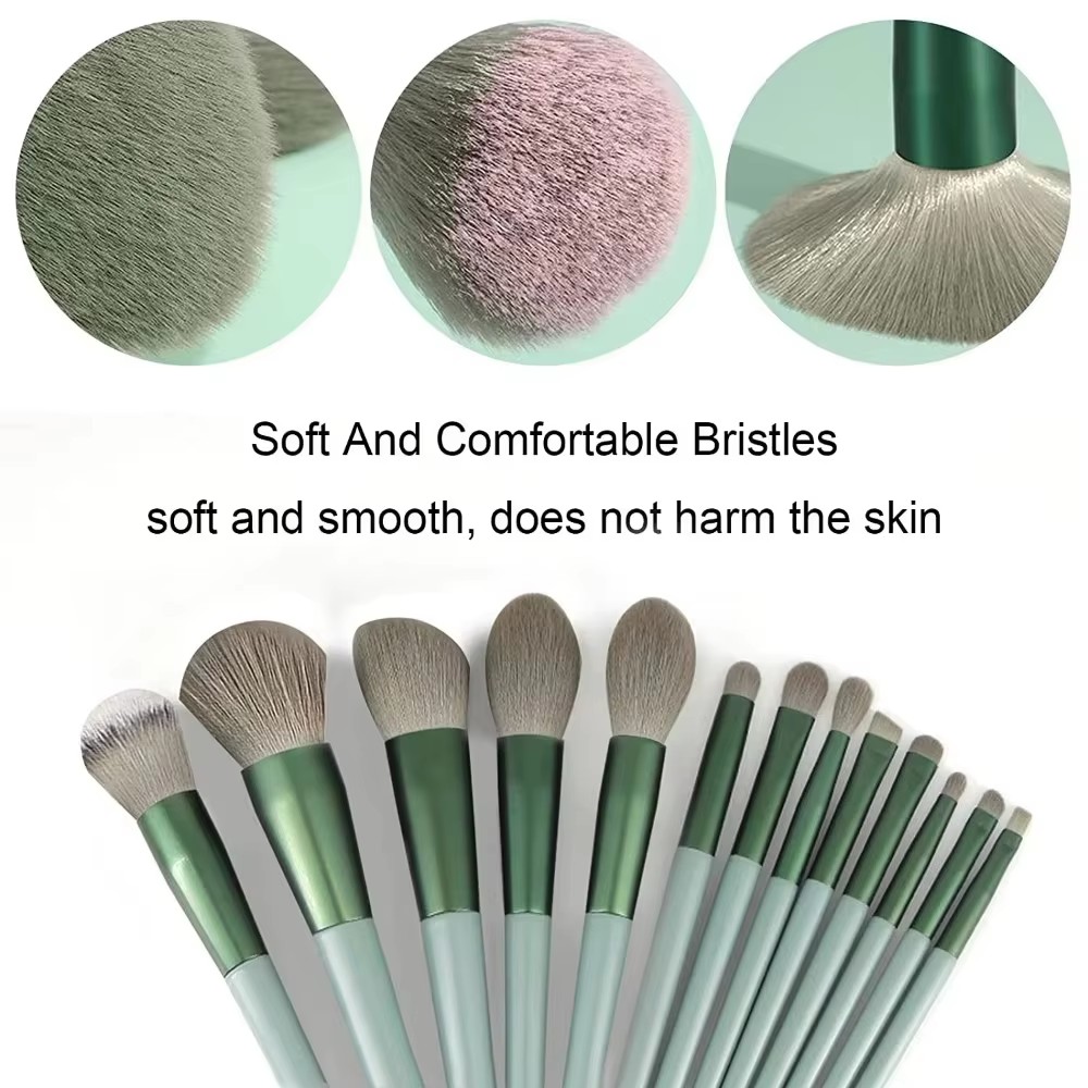 High Quality 13pcs Plastic Handle Makeup Brush Set Soft Nylon Bristles for Eyeshadow Eyeliner Cheap Price for Face Eye Makeup