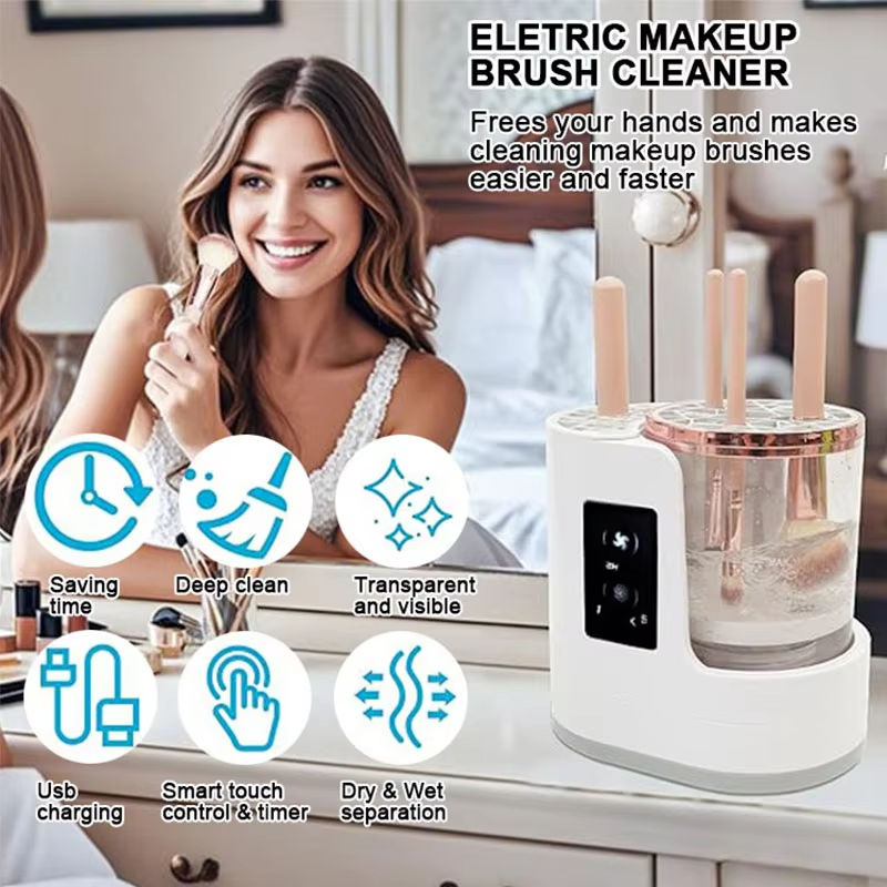 Makeup Brush Cosmetics Cleaner Machine Automatic 3 In 1 Electric Makeup Brush Cleaner And Dryer