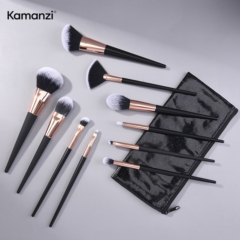 Kamanzi Premium Makeup Brush Set with Super Fine Soft Brushes Face Use Concealer and Mascara Includes Cosmetics Bag