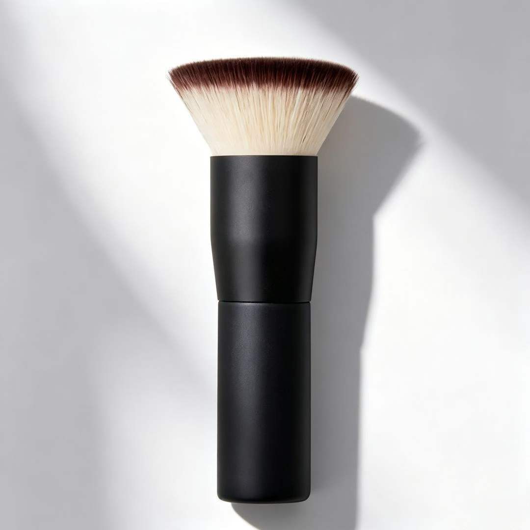 Flat Head Powder Brush Deep Blue Recommended Ultra Soft Fiber Bristles Beginner Makeup Base Facial Portable Setting Brush