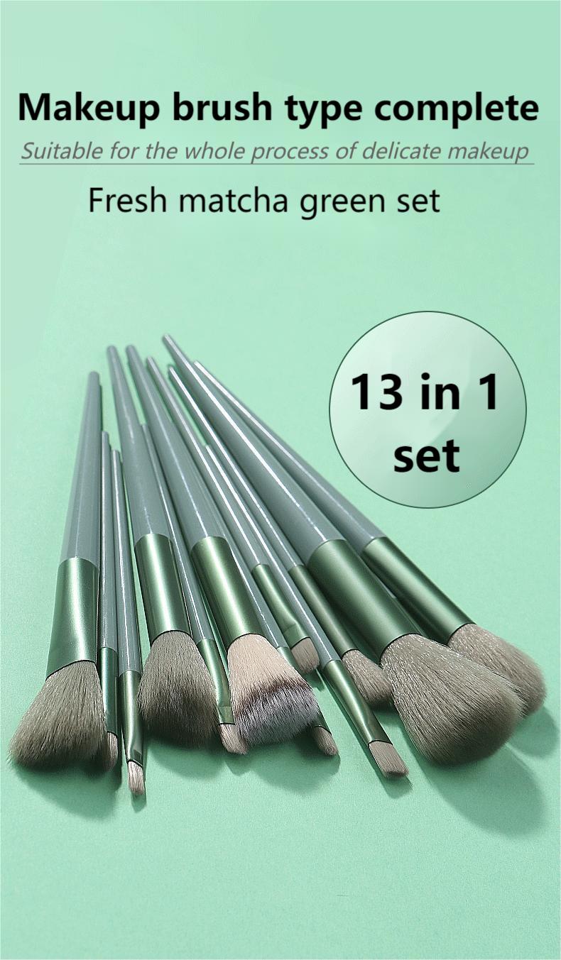 13pcs Super Soft Blush Eyeshadow Cosmetic Brush Foundation Women Flat Shape Soft Makeup Tools Bag Powder Eye Makeup Brushes Set
