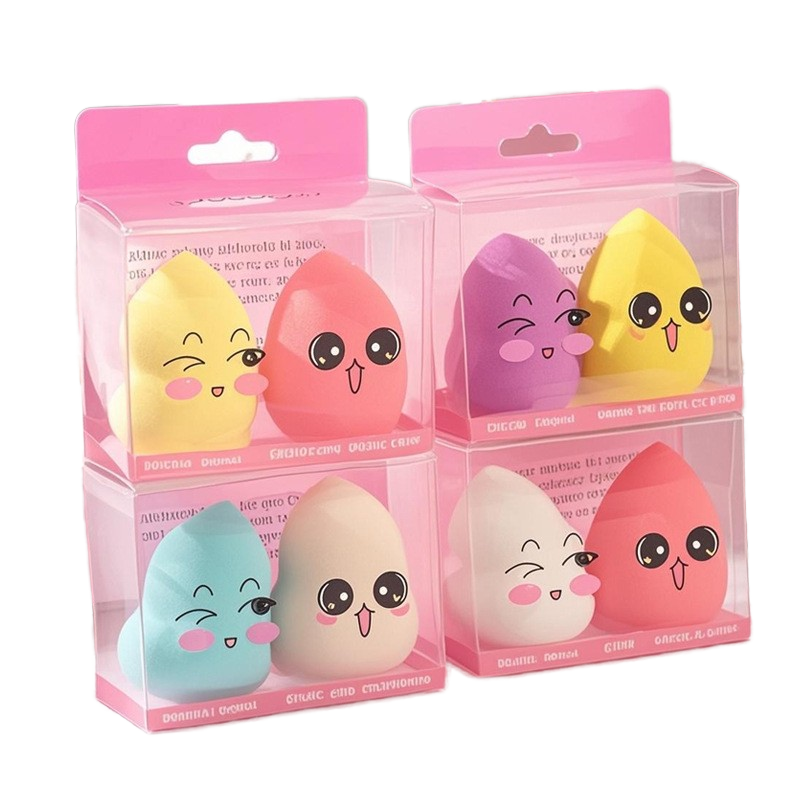 High Quality Wet and Dry Beauty Sponge Blender Private Label Makeup Sponge Set with PVC Box