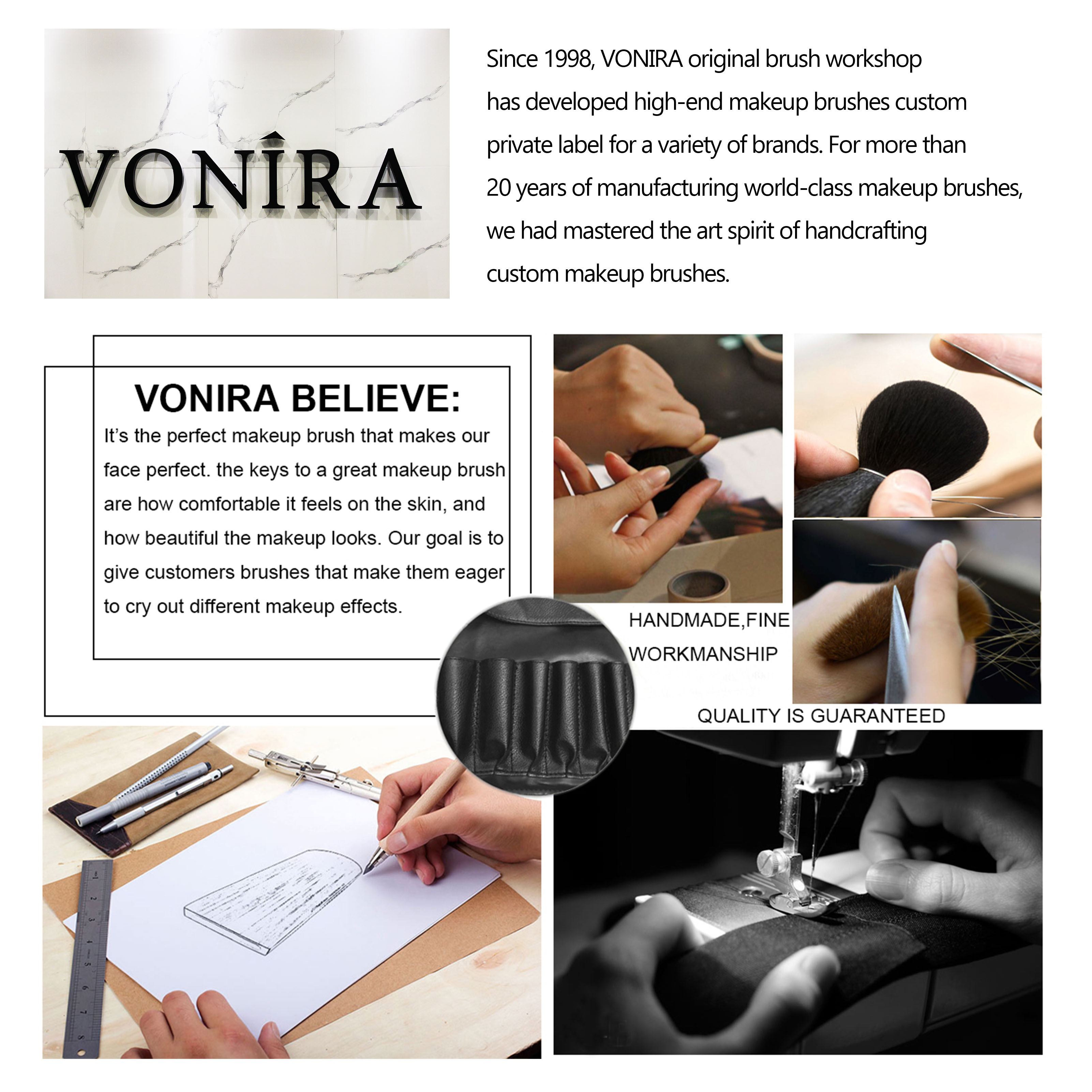 Vonira GHF-107 Curved Liquid Foundation Brush With Gold Copper Green Wood Handle Custom Private Label