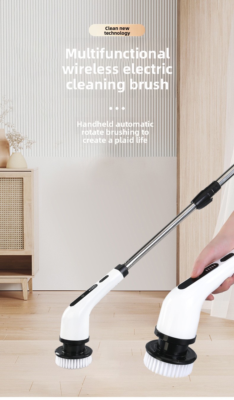 Electric Spin Scrubber Waterproof Bathroom 360 Cordless Cleaner Brush with Long Handle