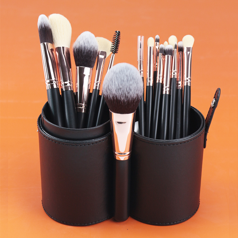 16pcs Professional Flat Makeup Brushes Set with Bag Includes Foundation Blending Eyeshadow Tools for Travel