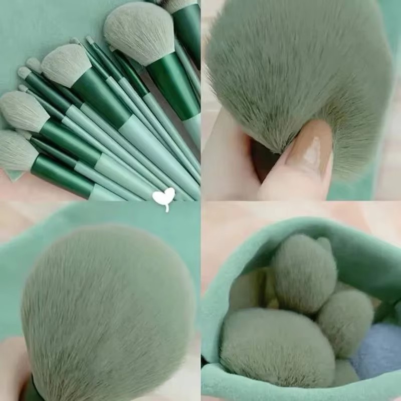 High Quality 13pcs Plastic Handle Makeup Brush Set Soft Nylon Bristles for Eyeshadow Eyeliner Cheap Price for Face Eye Makeup