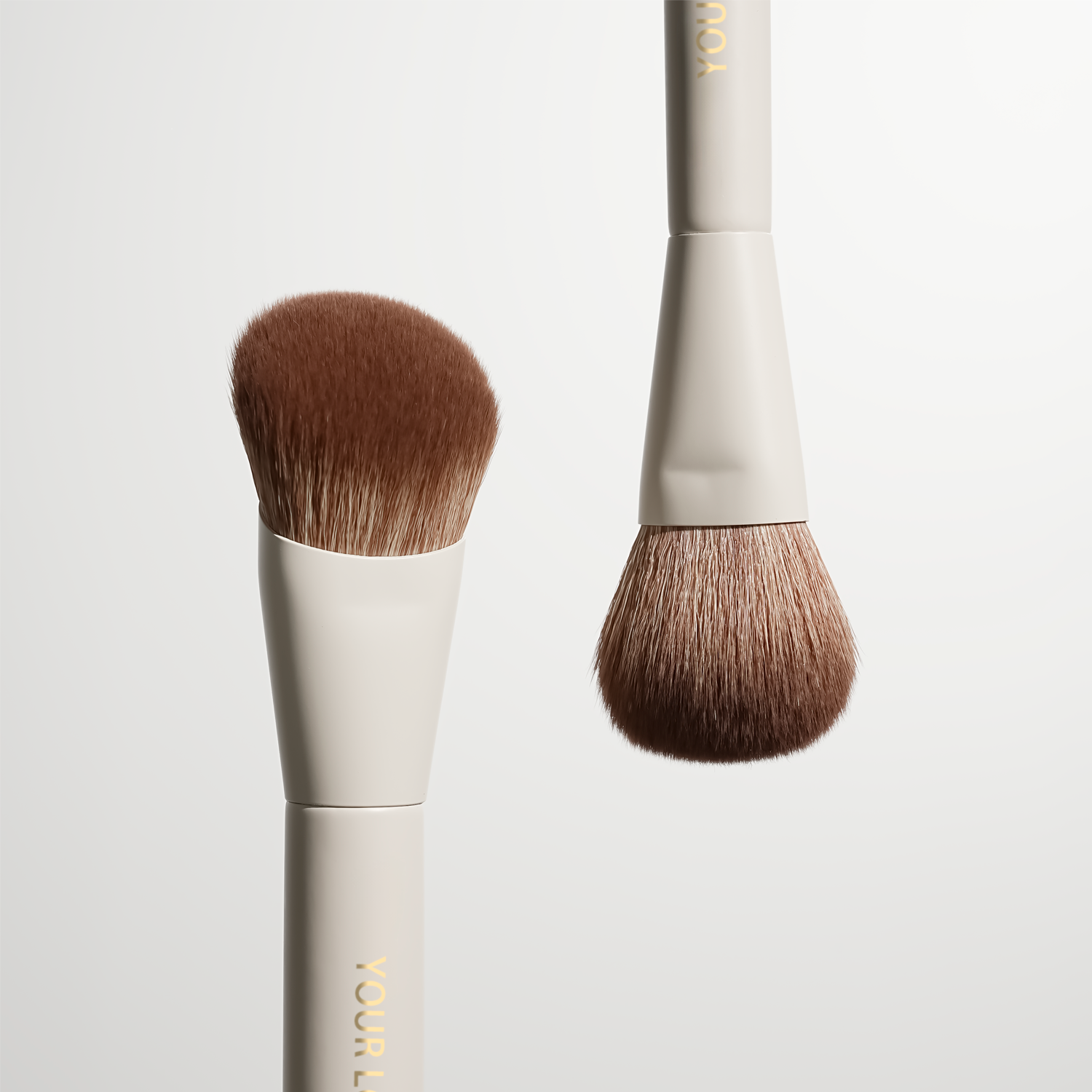 Custom LOGO 6pcs Travel Size Private Label Portable Cosmetic Brushes Kit Powder Foundation Blending Matte Beige Makeup Brush Set
