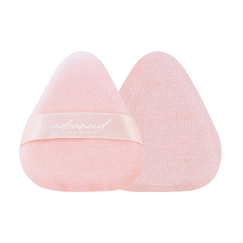 Triangle Shape Makeup Puff Soft Cotton Powder Puff with Strong Ribbon Private Label