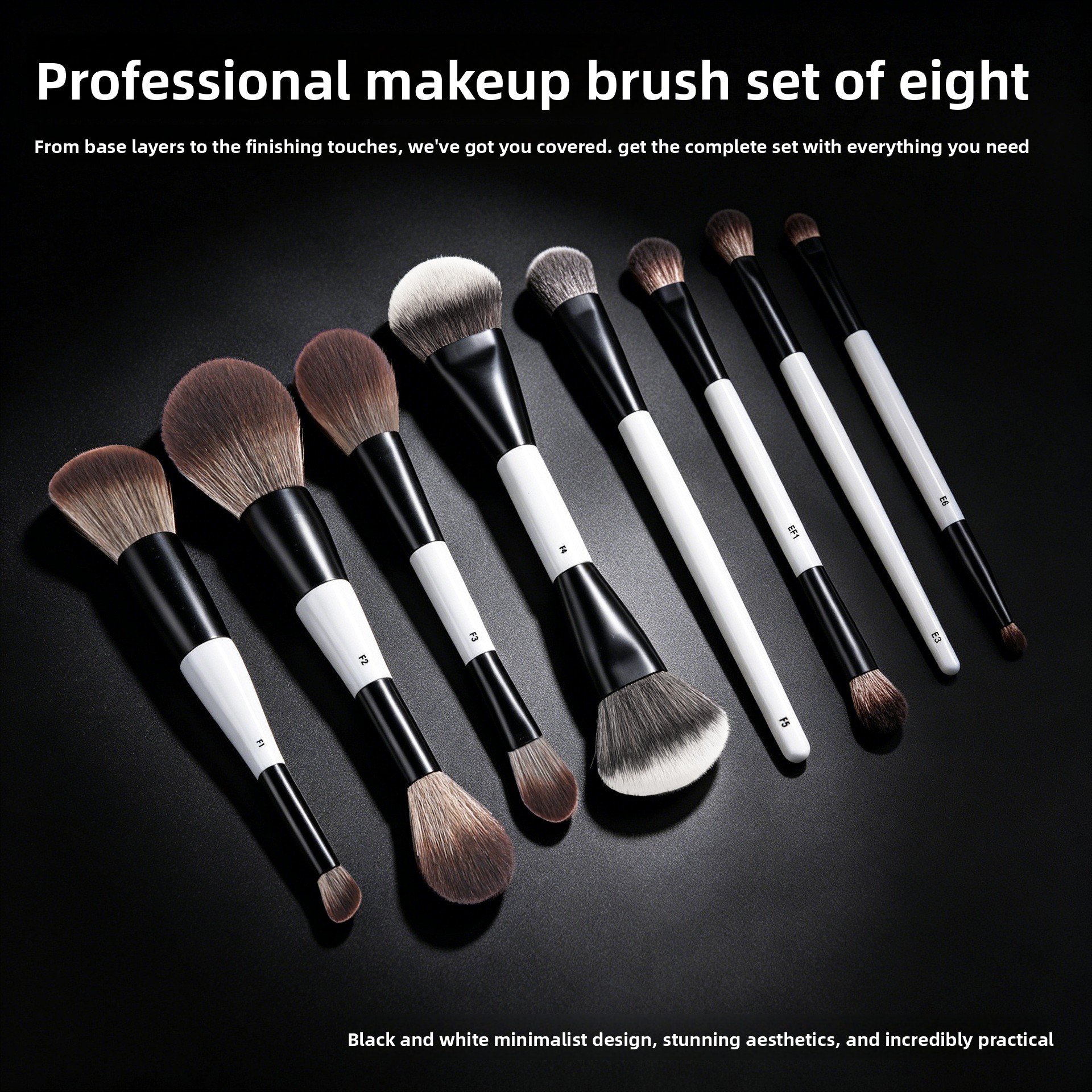 Cross-border Black-and-white Double-headed Foundation Brush Loose Powder Blush Contour Eyeshadow Blending Brush Brushes