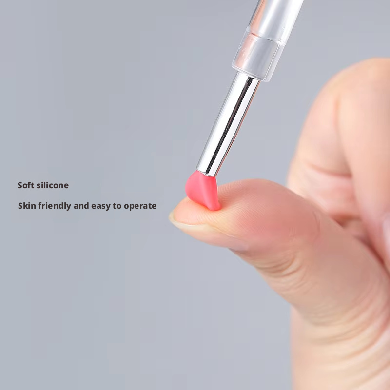 Portable Dustproof Plastic Handle Multi Color Silicone Brush Head Lipstick &amp; Eye Shadow Brush