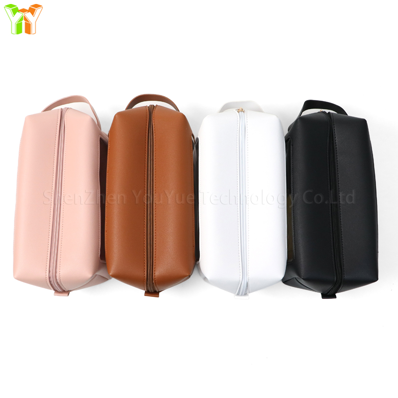 YY Clear Window Cosmetic Bag Makeup Bag Durable PU Leather Toiletry Storage Bag Organizer Transparent Travel Cosmetic Bag