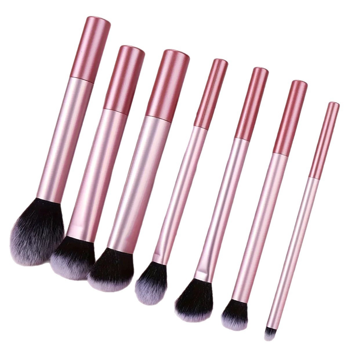 New 7pcs Large Long Tube Makeup Brush Set, Face Powder Blush Contour Kabuki Brush, Soft Eye Shadow Brush Cosmetic Brush Set